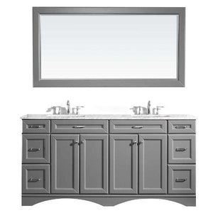 Vinnova Naples 72" Transitional Grey Double Sink Vanity Set 710072-GR-CA