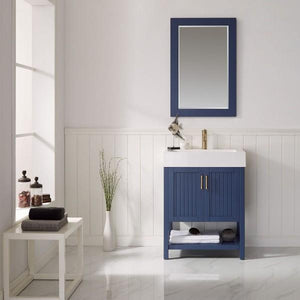 Vinnova Pavia 28” Modern Royal Blue Single Sink Vanity Set with Acrylic under-mount Sink