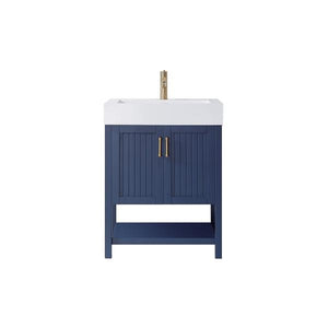 Vinnova Pavia 28” Modern Royal Blue Single Vanity w/ Acrylic under-mount Sink