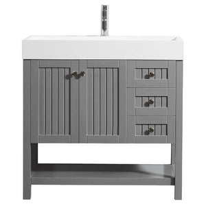 Vinnova Pavia 36” Contemporary Grey Single Vanity with Acrylic under-mount Sink 755036-GR-WH-NM