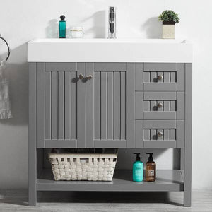 Vinnova Pavia 36” Contemporary Grey Single Vanity with Acrylic under-mount Sink