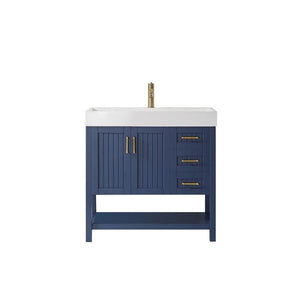 Vinnova Pavia 36” Contemporary Royal Blue Single Vanity with Acrylic under-mount Sink