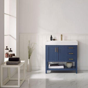 Vinnova Pavia 36” Contemporary Royal Blue Single Vanity with Acrylic under-mount Sink