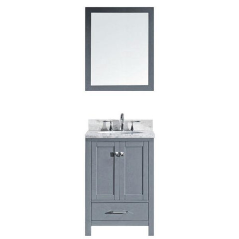 Image of Virtu Caroline Avenue 24" Grey Single Bathroom Vanity w/ White Top GS-50024 GS-50024-WMRO-GR