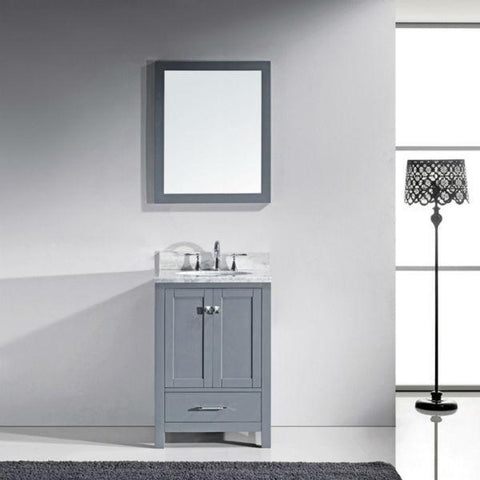 Image of Virtu Caroline Avenue 24" Grey Single Bathroom Vanity w/ White Top GS-50024 GS-50024-WMRO-GR