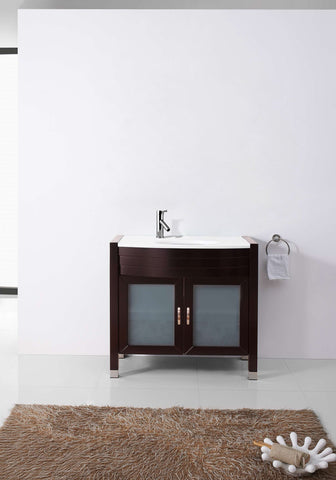 Image of Virtu USA Ava 36" Single Vanity with Aqua Tempered Glass countertop UM-3071-S-ES